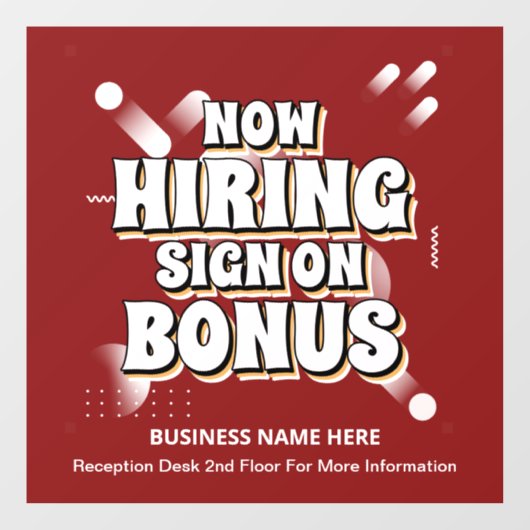 Vacatures nu werven Werknemer Bonus Personaliseer  Raamsticker (Vel)