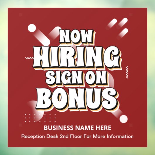 Vacatures nu werven Werknemer Bonus Personaliseer  Raamsticker (Vel 3)