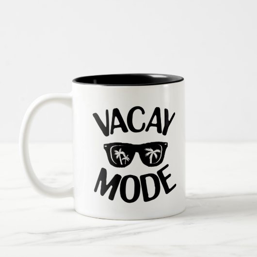 Vacay Art Vacay Mode Word Text Art Tweekleurige Koffiemok (Links)
