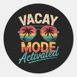 Vacay Mode Geactiveerde Shirt Zomervakantie Ronde Sticker
