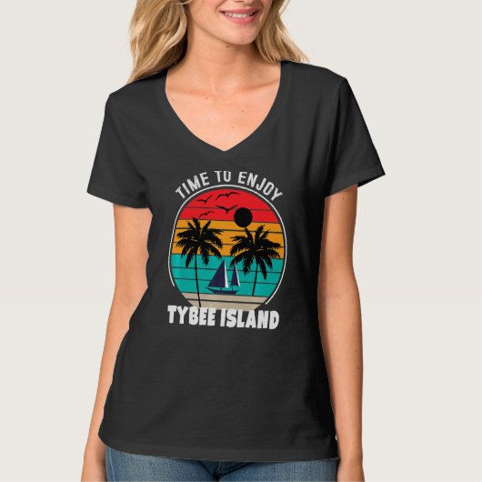 Vacay Mode Time to joy Tybee Island Retro T-shirt (Voorkant)