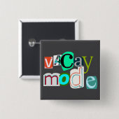 Vacay retro mode vierkante button 5,1 cm (Voorkant /achterkant)