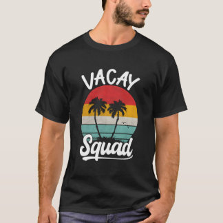 Vacay Squad Familie Bijpassende Retro  Palm Tre T-shirt