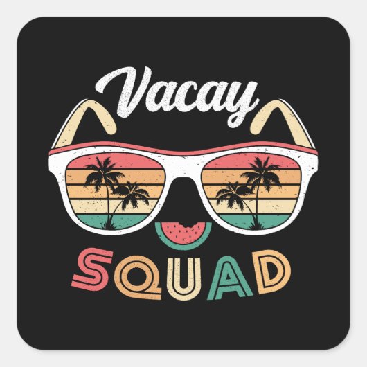 Vacay Squad Funny Beach Zomervakantie Vierkante Sticker (Voorkant)