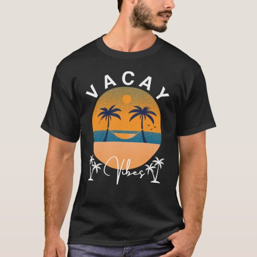 Vacay Vibes zonsondergang en palmbomen Mannen T-shirt (Voorkant)