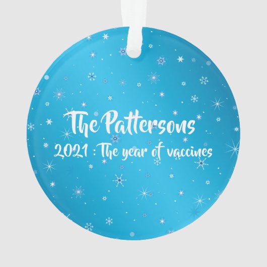 Vaccin Coronavirus Typografie Snowflake Ornament (achterkant)