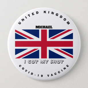 Vaccin & Engelse vlag van Covid-19 Ronde Button 4,0 Cm