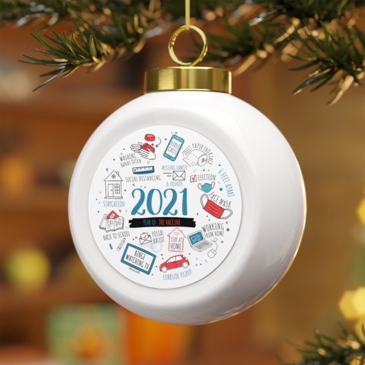 Vaccin Year Pandemic 2021 Commemorative Keramische Bal Ornament