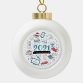 Vaccin Year Pandemic 2021 Commemorative Keramische Bal Ornament (Voorkant)