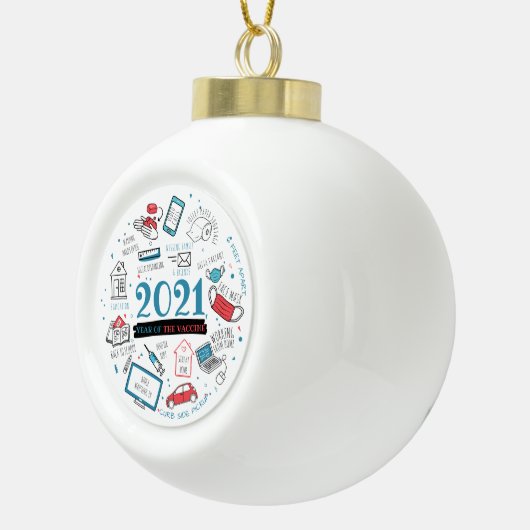 Vaccin Year Pandemic 2021 Commemorative Keramische Bal Ornament (Rechts)