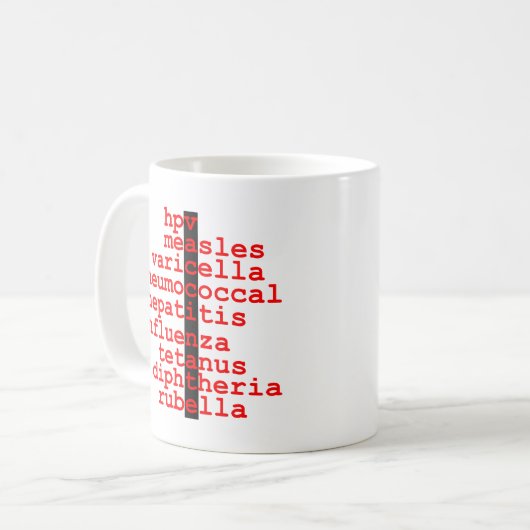 Vaccinaat drinkware koffiemok (Voorkant links)