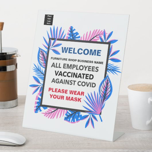 Vaccinated All Employeys Logo Business Welcome Reclamebord Met Voetstuk (Insitu)