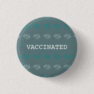 VACCINATED blue floral print Ronde Button 3,2 Cm