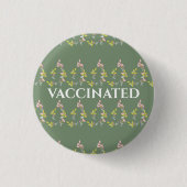 VACCINATED green floral print Ronde Button 3,2 Cm (Voorkant)