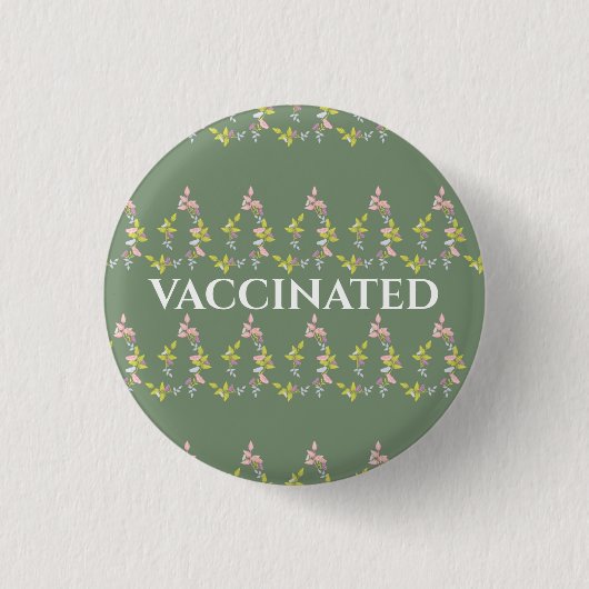 VACCINATED green floral print Ronde Button 3,2 Cm (Voorkant)