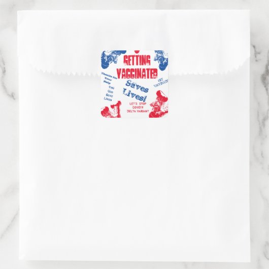 VACCINATED KRIJGEN VIERKANTE STICKER (Tas)