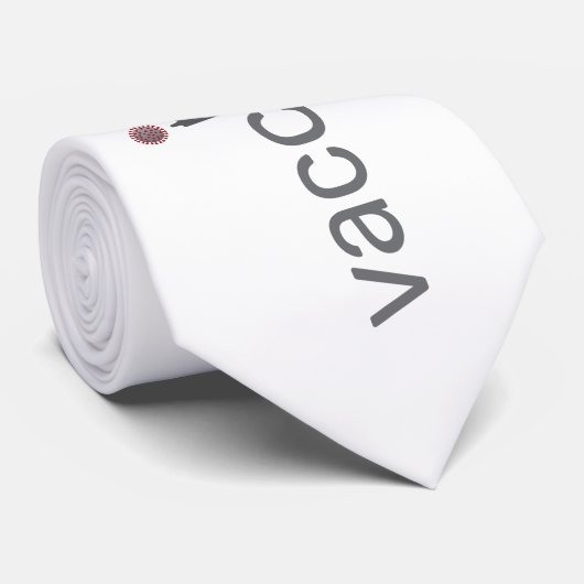 Vaccinated - text, coronavirus en vaccin stropdas (Opgerold)