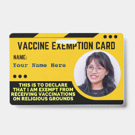 Vaccinatie Religieuze Vrijstelling Kaart ID Badge