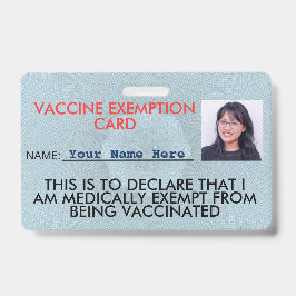 Vaccinatie-uitzonderingskaart ID-badge Badge