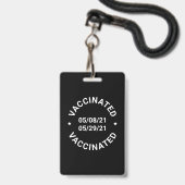 Vaccinatiebadge met aangepaste datums en tekst badge (Voorzijde met lanyard)