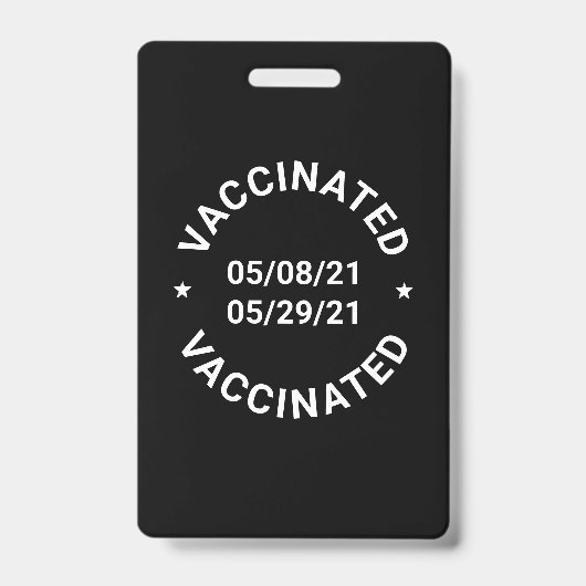 Vaccinatiebadge met aangepaste datums en tekst badge (Voorzijde)
