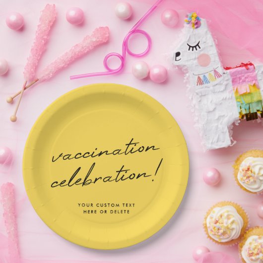 Vaccinatiecelebratie | Moderne Gele Partij Papieren Bordje (Feest)
