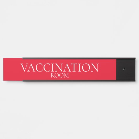 Vaccinatieruimte op rode achtergrond deurteken deurbordje (Voorkant)