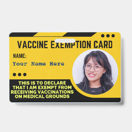 Vaccine Medical Exemption Card ID Badge