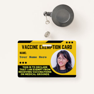 Vaccine Medical Exemption Card ID Badge
