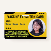 Vaccine Medical Exemption Card ID Badge (Voorkant)