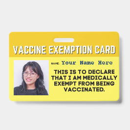 Vaccine Medical Exemption Card ID Badge