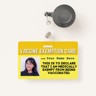 Vaccine Medical Exemption Card ID Badge