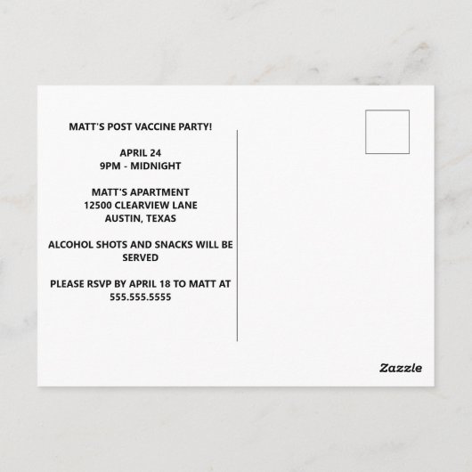 Vaccine Shots Let's Celebrate Funny Party Briefkaa Briefkaart (Achterkant)