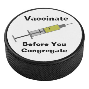 Vaccineer voordat u congregeert hockey puck