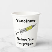 Vaccineer voordat u congregeert papieren bekers (Voorkant)