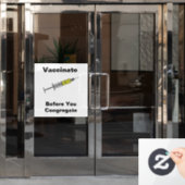 Vaccineer voordat u congregeert raamsticker (Kantoordeur)