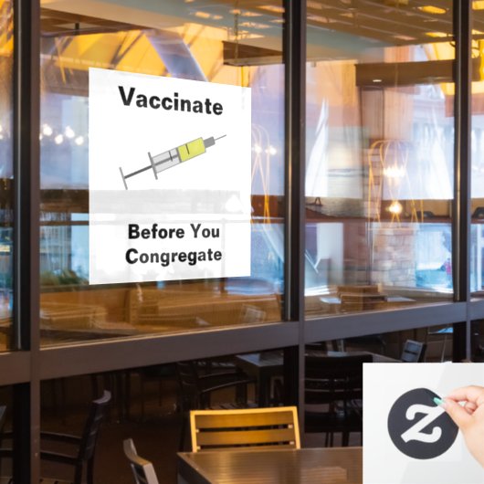 Vaccineer voordat u congregeert raamsticker (Restaurant Raam)