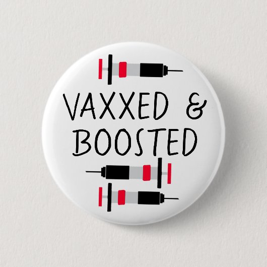 Vaccineerd en geboosterd, Covid Vax-Button Ronde Button 5,7 Cm (Voorkant)