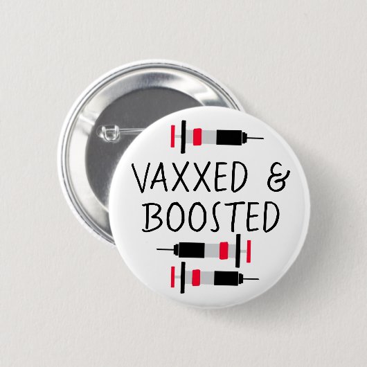 Vaccineerd en geboosterd, Covid Vax-Button Ronde Button 5,7 Cm (Voorkant /achterkant)