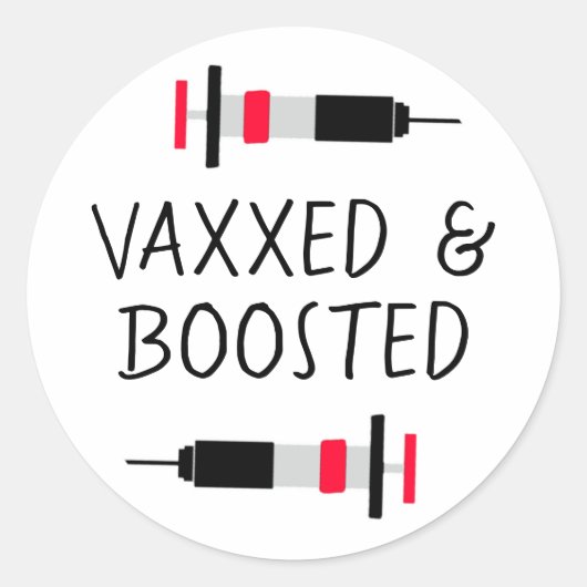 Vaccineerd en geboosterd, Covid Vax Ronde Sticker (Voorkant)