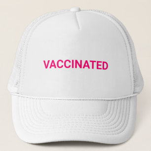 Vaccineerd, fuchsia hot-roze, cool wit trucker pet