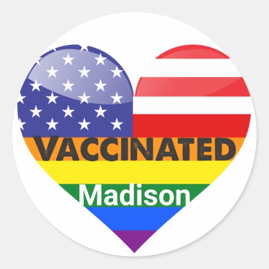 Vaccineerd hart ronde sticker (Voorkant)