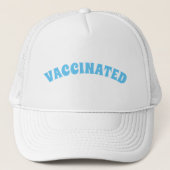 Vaccineerd lichtblauw en wit trucker pet (Voorkant)