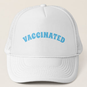 Vaccineerd lichtblauw en wit trucker pet