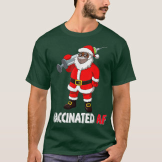Vaccineerde AF-Amerikaanse kerstman in Masker T-shirt