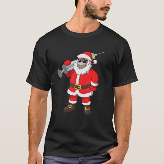 Vaccineerde Afrikaanse Amerikaanse kerstman in Mas T-shirt (Voorkant)