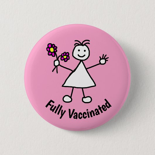 Vaccineerde cute Girl Flowers Ronde Button 5,7 Cm (Voorkant)