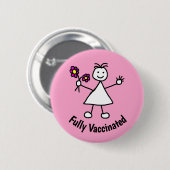 Vaccineerde cute Girl Flowers Ronde Button 5,7 Cm (Voorkant /achterkant)