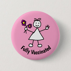 Vaccineerde cute Girl Flowers Ronde Button 5,7 Cm