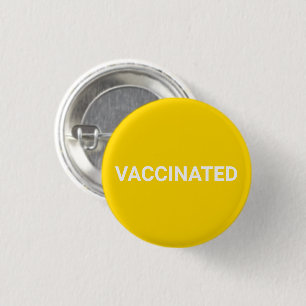 Vaccineerde, gouden gele speldknop ronde button 3,2 cm